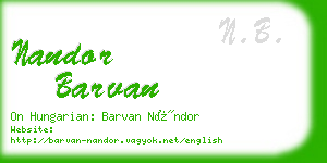 nandor barvan business card